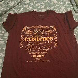 Maroon Graphic T-Shirt with Orange Print